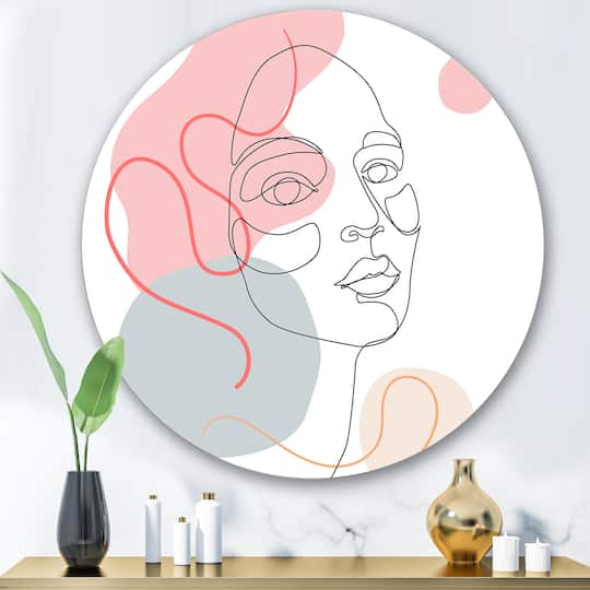 Designart - One Line Drawing of Young Woman In Pastel Tones